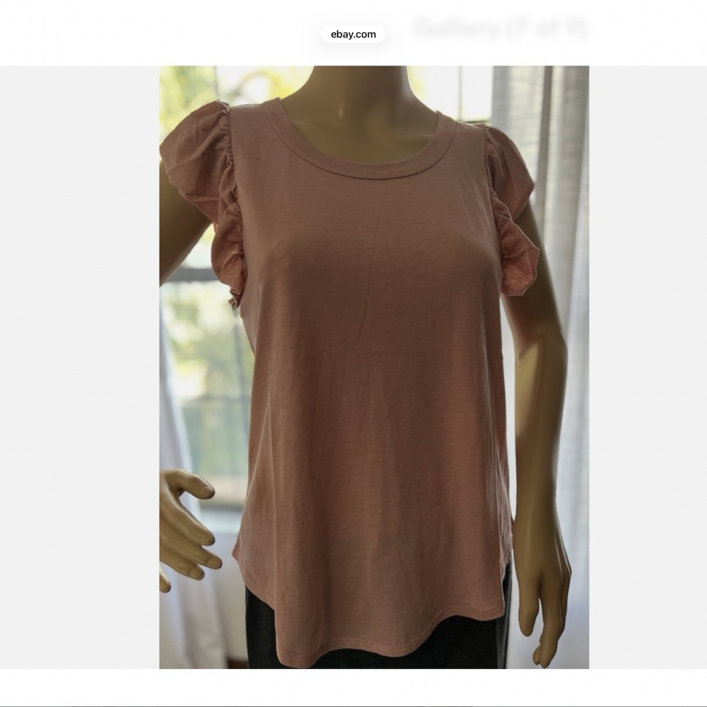 Chaser Ruffle Sleeve Scoop Neck Top Small NWT